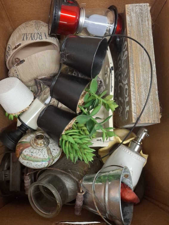 Box Lot Assorted Home Decor Items