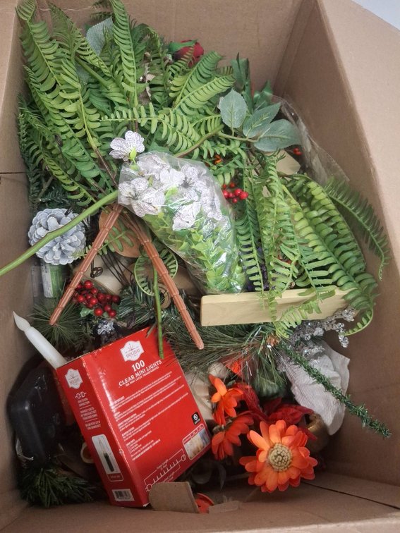 Holiday Decor Lot: Florals, Lights, Sign, Candles
