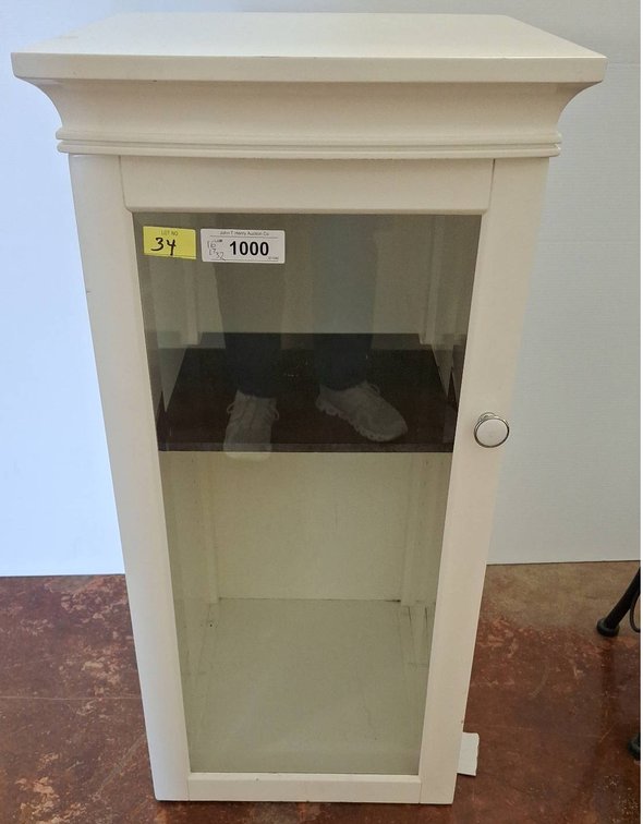 White Cabinet With Glass Door 16x17x32 Inches