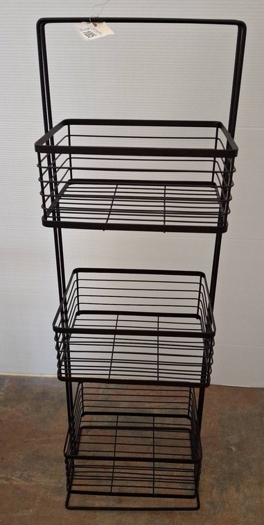 Black Metal 3-Tier Wire Basket Organizer, 33"H