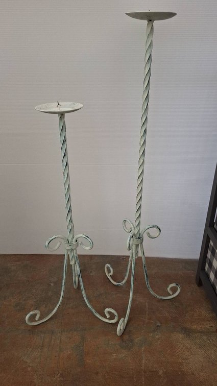 Pair 36" Tall Twisted Metal Candle Holders