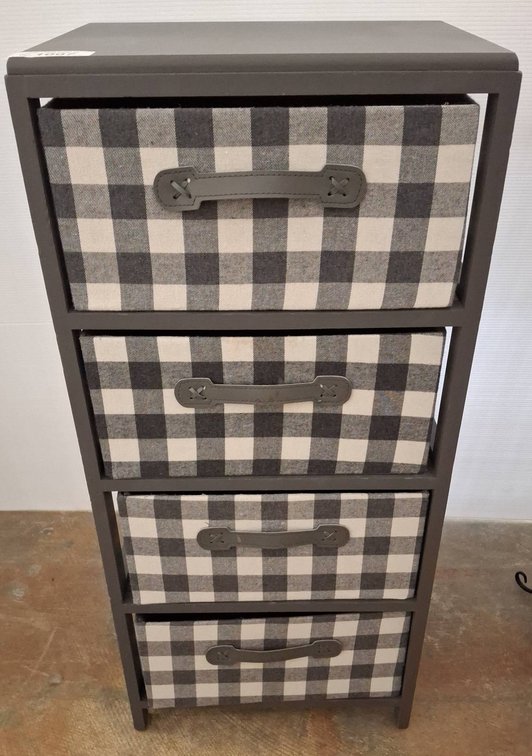 Gray 4-Drawer Fabric Chest 16x12x35 Inches