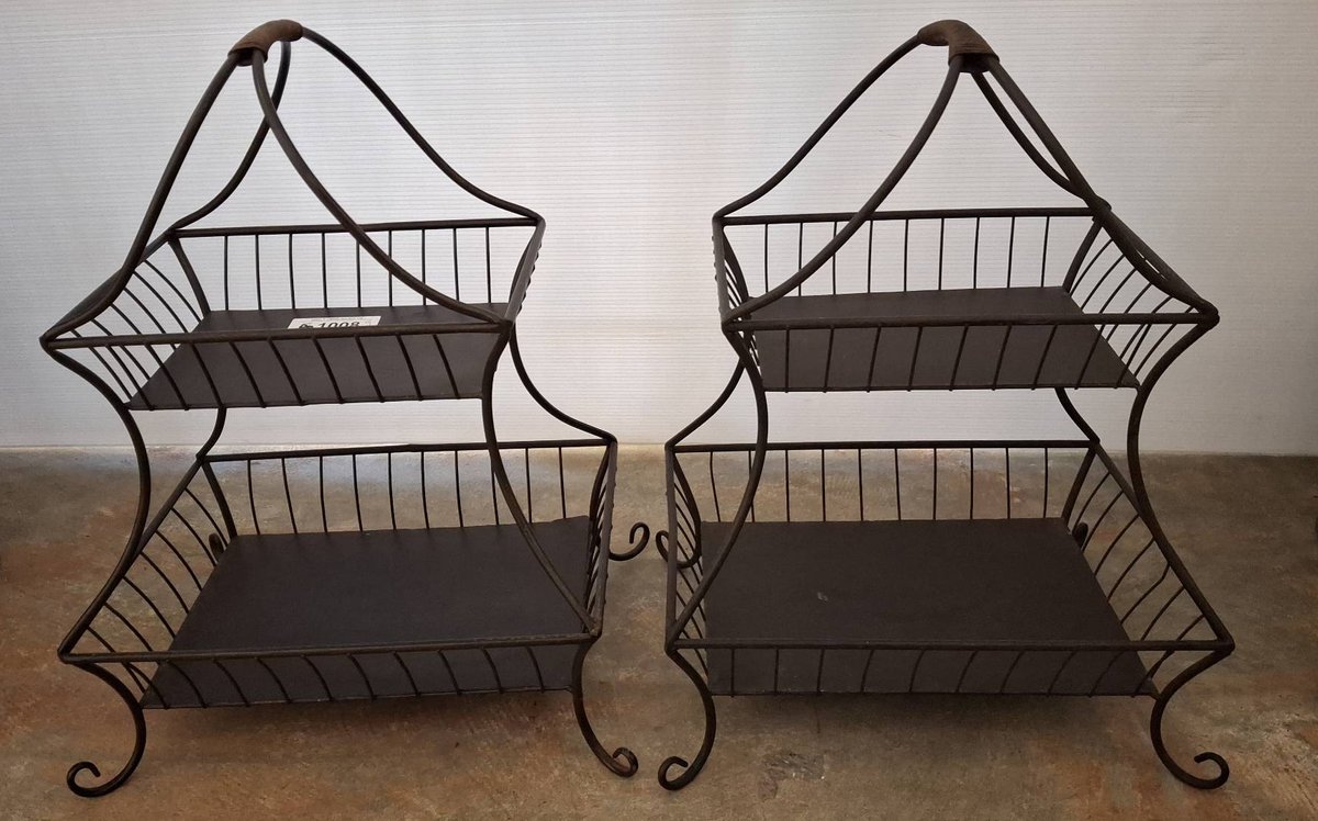 Pair Metal Two-Tier Baskets 15x11x20