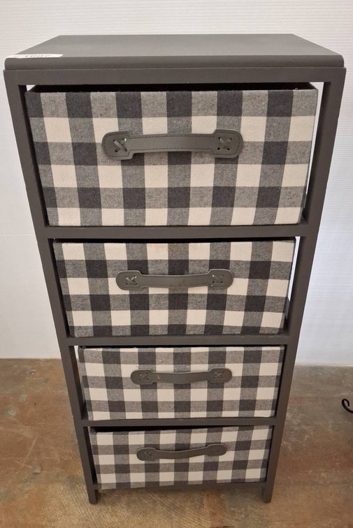 Gray 4-Drawer Fabric Chest 16x12x35 Inches