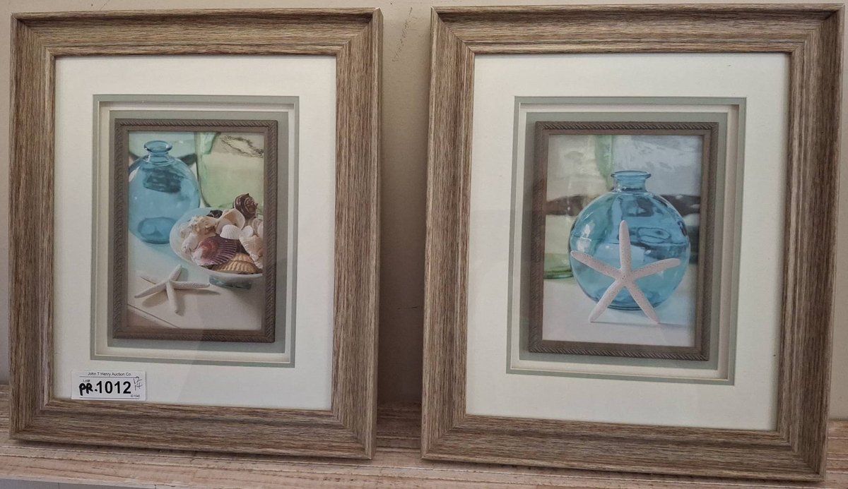 Pair Framed 12x14 Coastal Prints With Glass