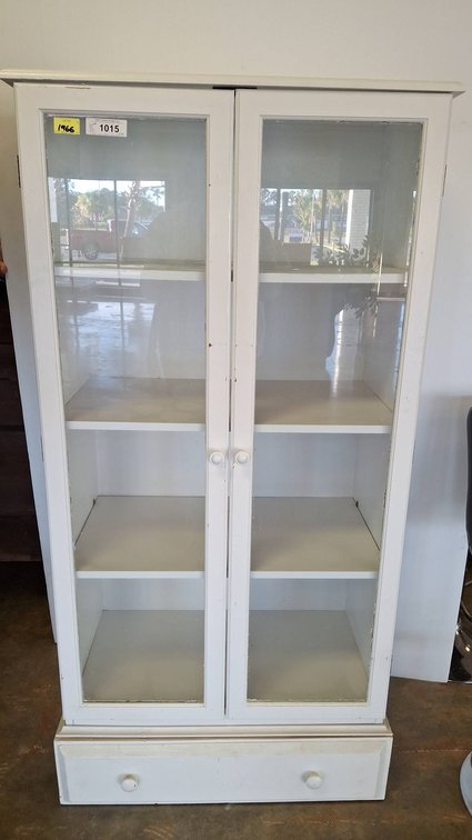 White Glass Front Cabinet With Drawer 30x15x60