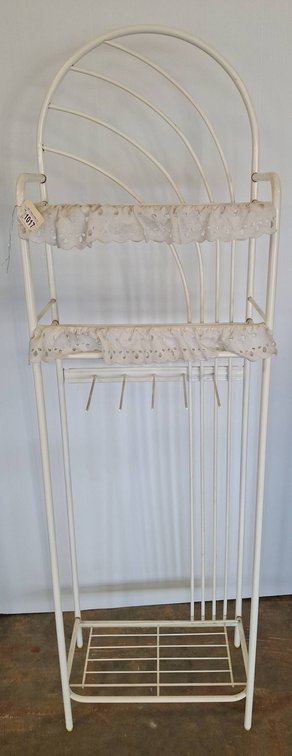 White Metal Shelf Rack With Lace Trim 18x11x60