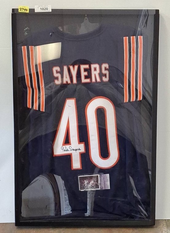 Gale Sayers Signed Bears Jersey Framed 24x36