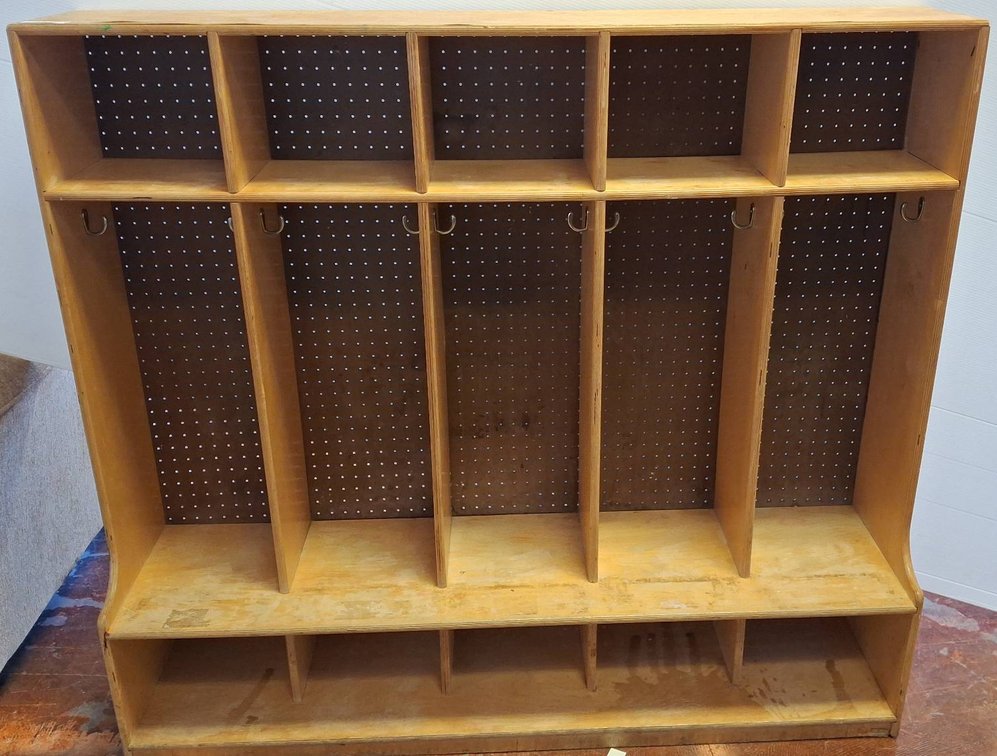 Wood Locker Organizer Unit with Hooks 54x13x48