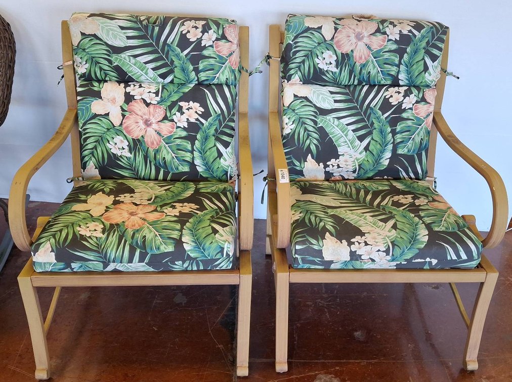 Metal Chairs With Floral Cushions