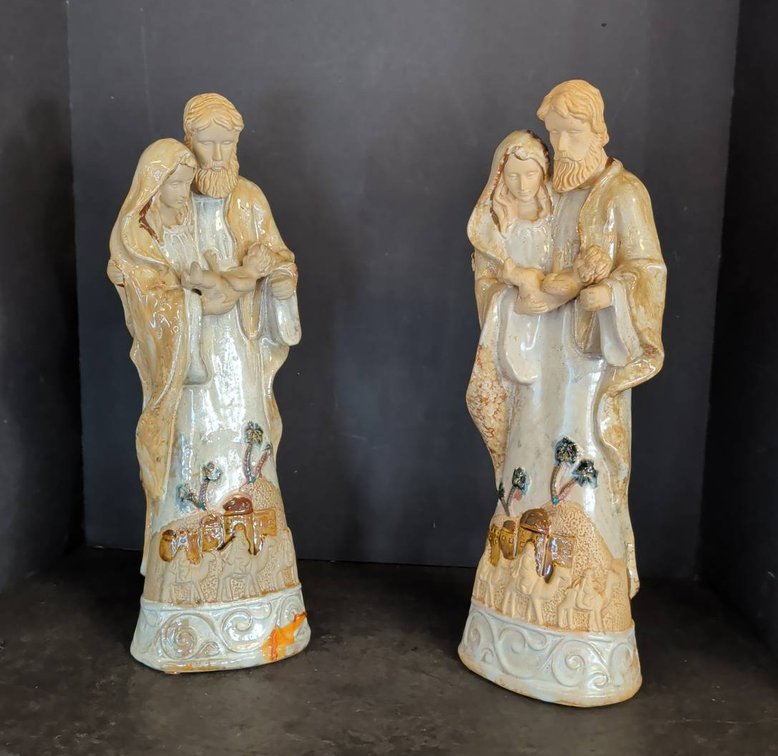 Glazed Ceramic Nativity Figurines 11"