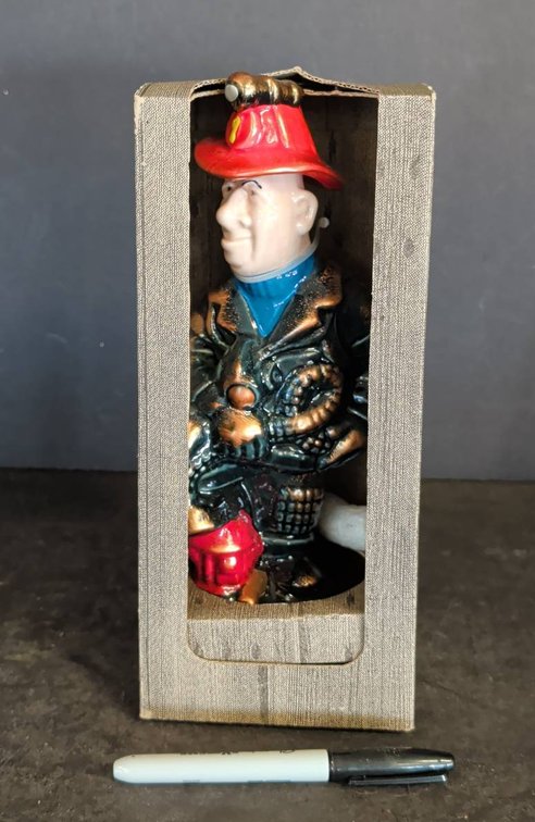 Firefighter Figurine in Wood Look Box