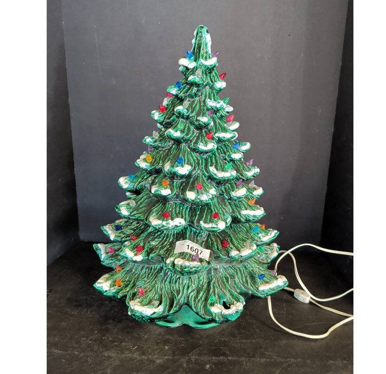 Ceramic Christmas Tree With Lights, Electric Base