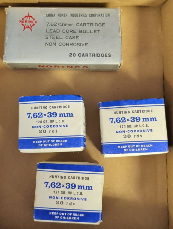 Norinco 7.62x39mm 20rd Ammunition Boxes, 4pcs