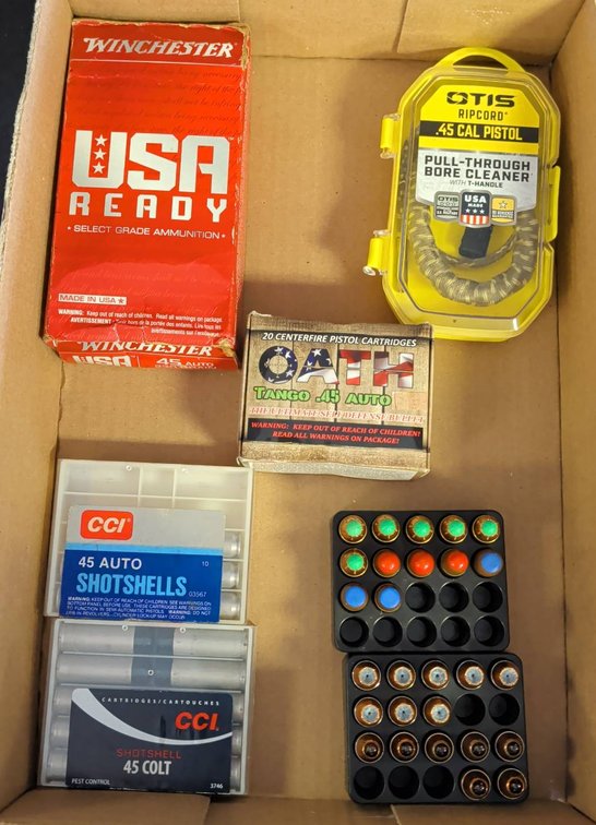 .45 Cal Ammunition Lot With Bore Cleaner