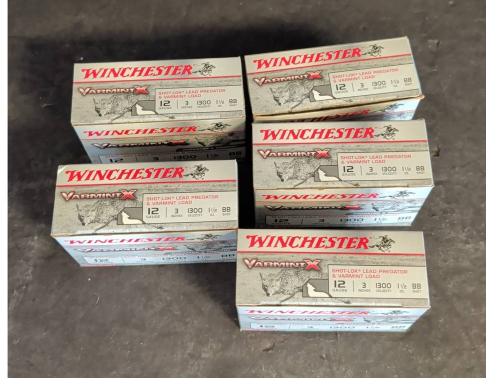 5 Boxes Winchester Varmint X 12 Gauge Ammunition