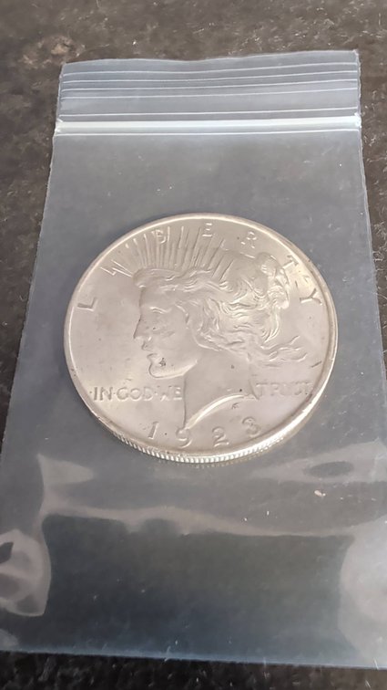 1923 Peace Dollar Silver Coin in Sleeve