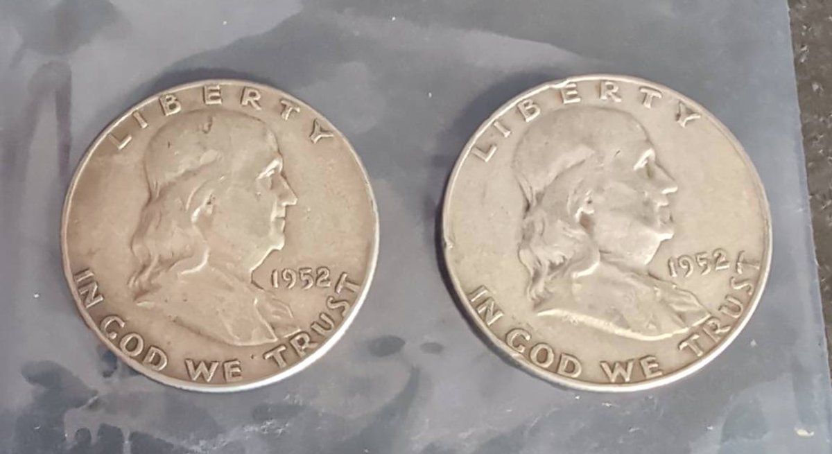1952 Franklin Half Dollar Coins Lot of 2