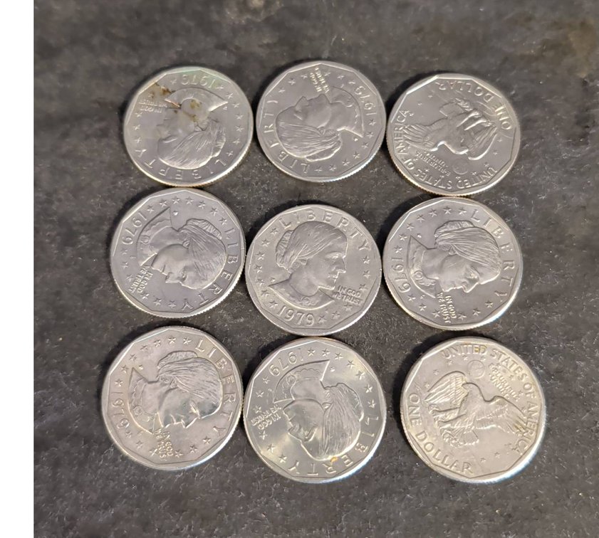 9 Susan B. Anthony Dollar Coins