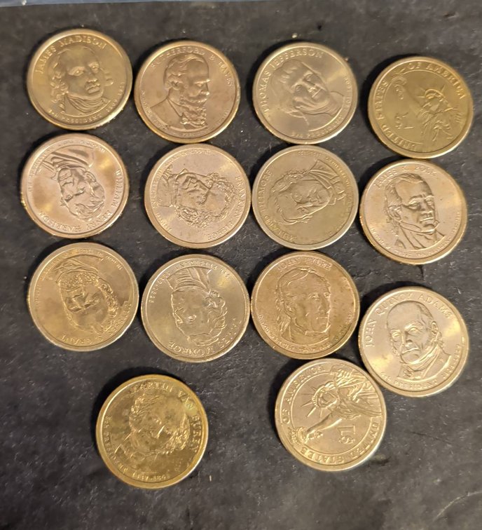 14 Different US Presidential Dollar Coins