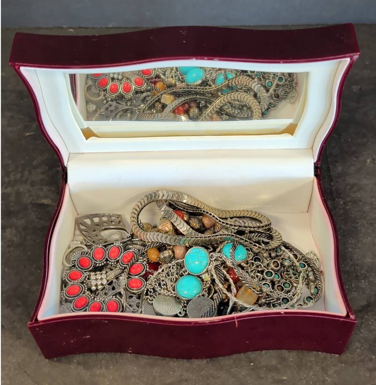 Jewelry Box With Assorted Costume Jewelry