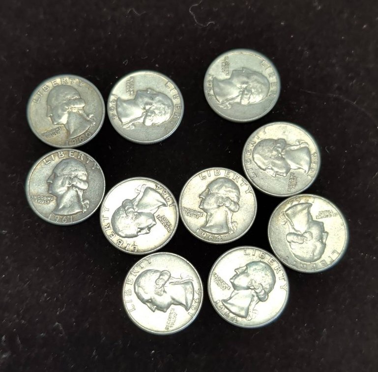 10 U.S. Washington Quarters 1961-1966