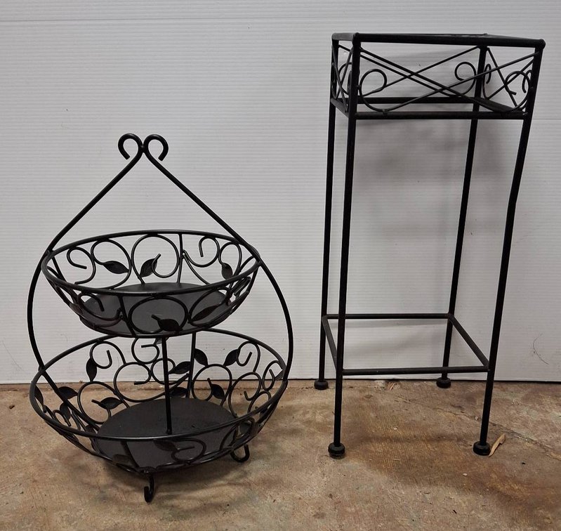 Two Black Metal Stands Decorative and Tiered