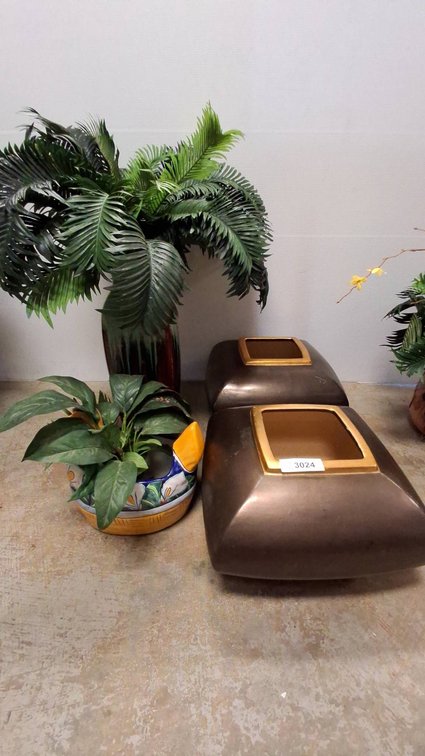 Assortment Decorative Planters With Faux Plants