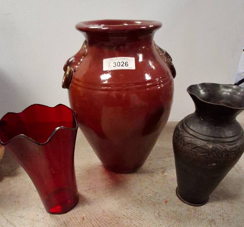 3 Decorative Vases, Largest 16 Inches Tall