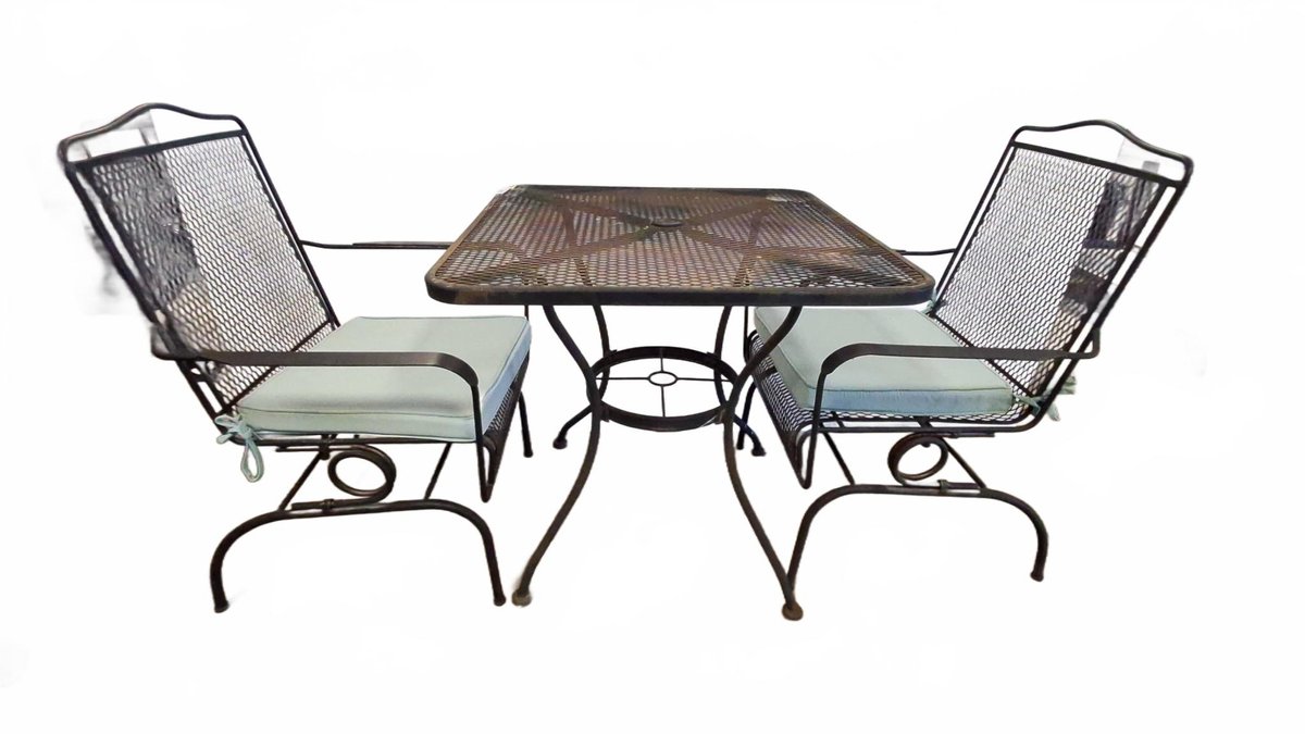 Metal Patio Table With 2 Chairs And Cushions