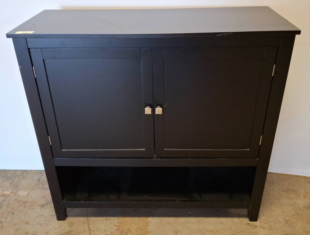 Black Two-Door Storage Cabinet 39x16x37