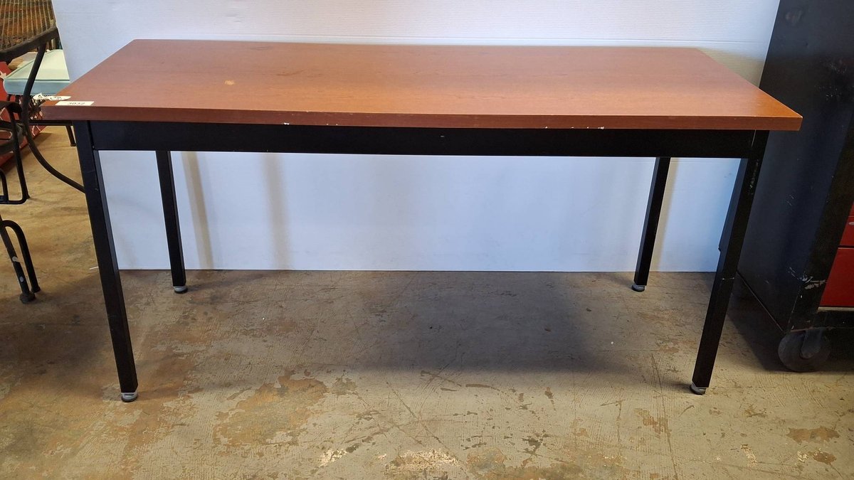 Wood Office Table with Black Metal Legs 60x24x29