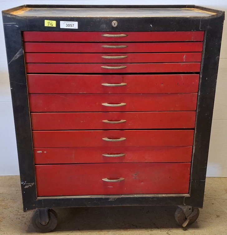Steel Rolling Tool Cabinet With 10 Drawers