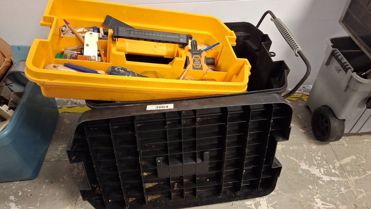 Plastic Tool Box With Tools And Hardware