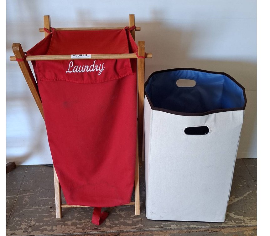 Two Laundry Hampers and Assorted Bags