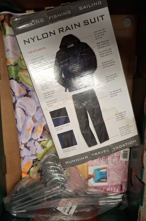 Nylon Rain Suit, Hangers, Pads, Canvas Roll