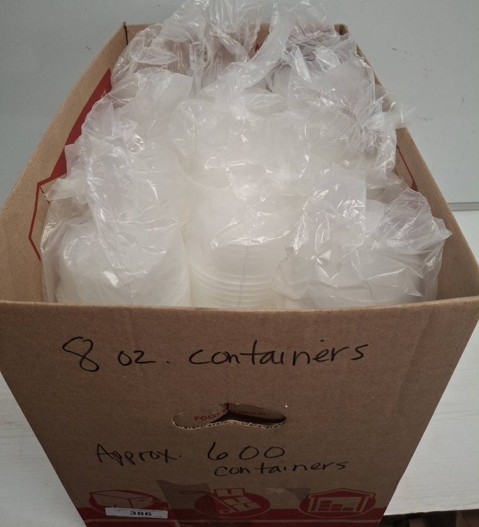 8 oz Plastic Containers, Approx. 600 Count