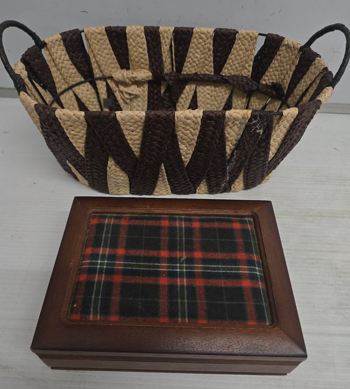 Woven Basket and Manhattan Shirt Co. Box
