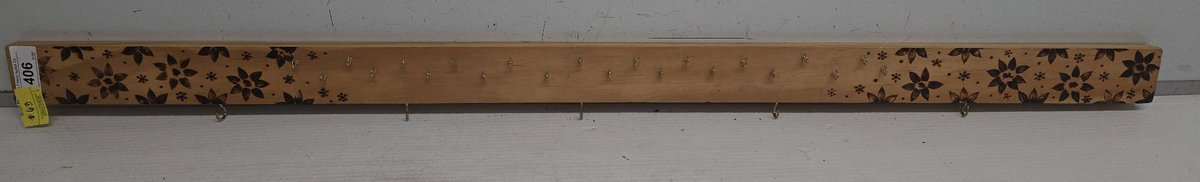 49" Wood Key Holder with Hooks, Floral Design