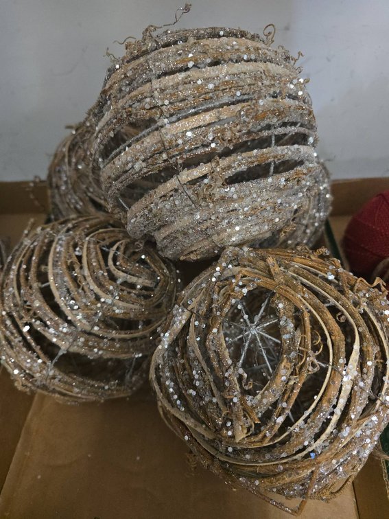 Glittered Twine Decorative Orbs
