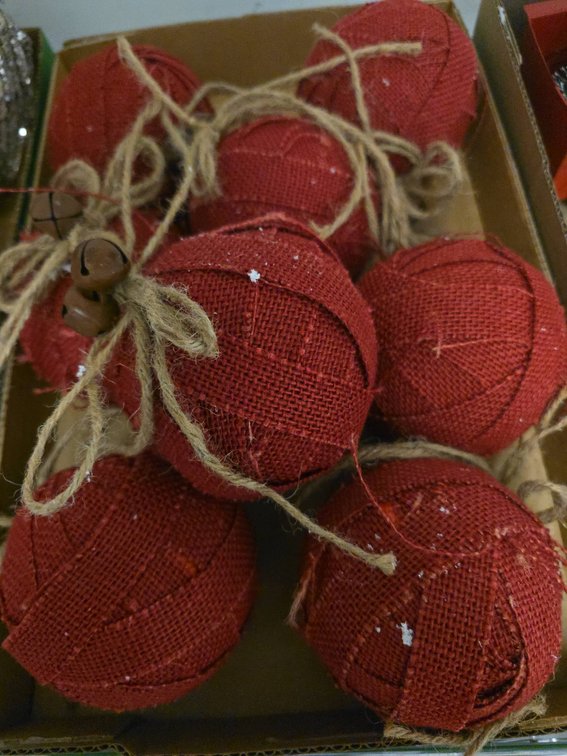 Red Burlap Holiday Ornaments