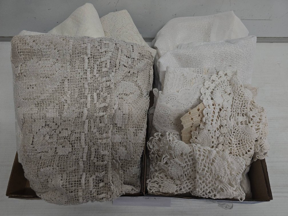 White Lace and Crochet Linens Lot