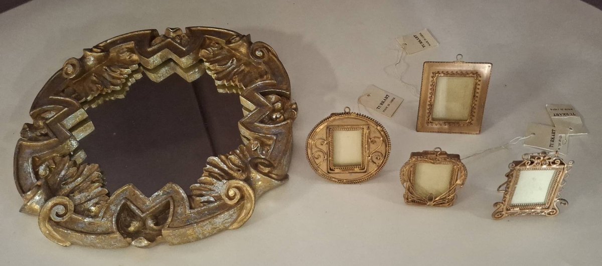 Miniature Gold Frames and Ornate Mirror