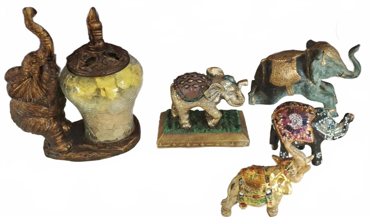 5 Decorative Elephant Figurines