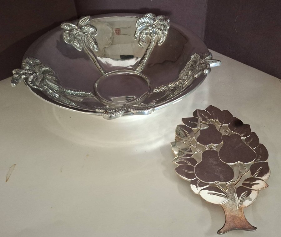 Arthur Court Palm Tree Bowl and Fruit Trivet