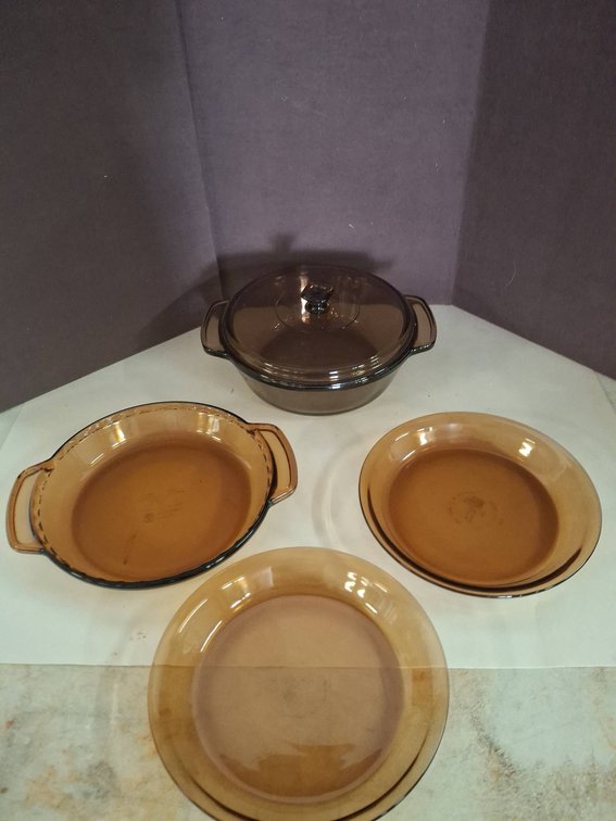 Vision Corning Amber Glass Bakeware Lot