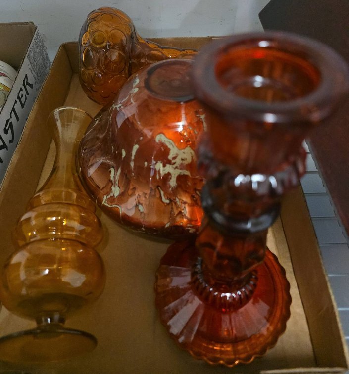 Amber and Orange Glass Decor Assortment