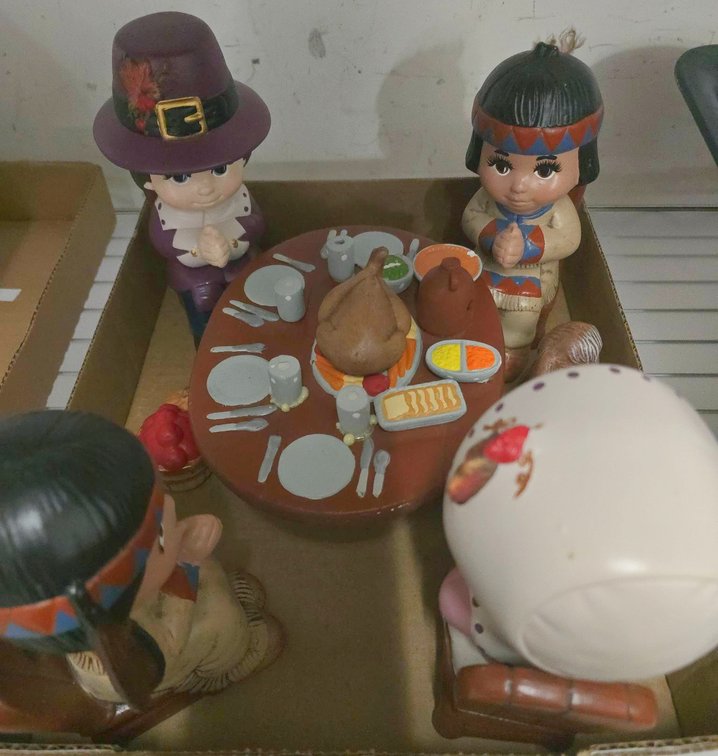 Thanksgiving Figurine Set Pilgrims and Native