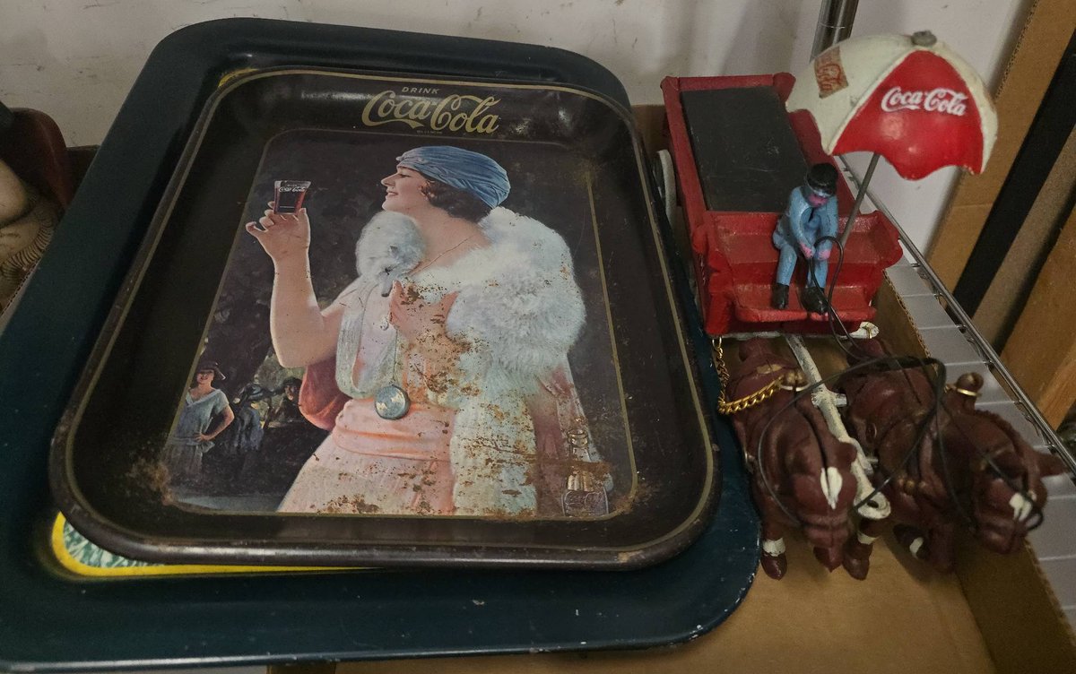 Coca-Cola Trays and Wagon Collectible Set