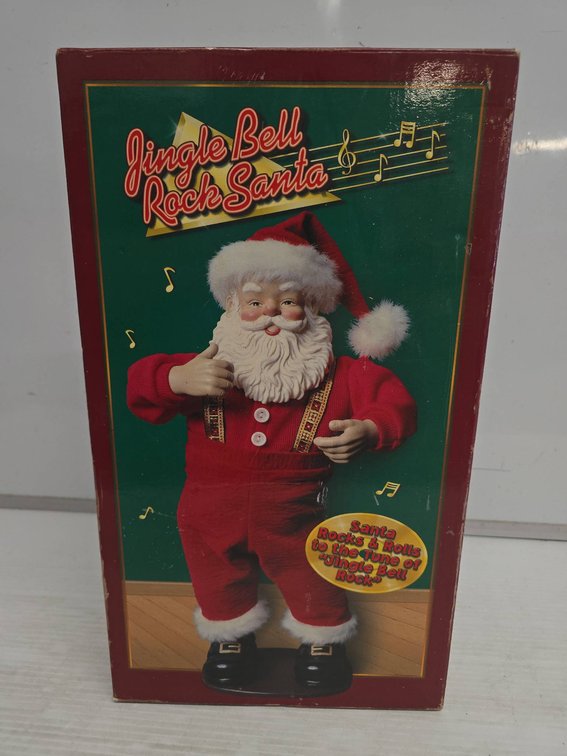 Jingle Bell Rock Santa Animated Figure in Box